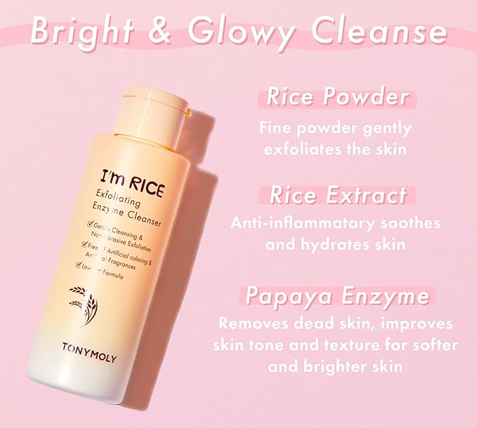 TONYMOLY I'm Rice Clarifying Skincare Set – 3-Step Face Care for Clear, Hydrated Skin – Includes Enzyme Powder Cleanser, Blemish Mask & Nourishing Sheet Masks – Gentle Exfoliation & Oil Control-GlimoraGlow