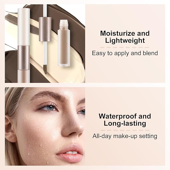 2 in 1 Bronzer and Highlighter Stick,Non-greasy & Non-drying Contour Pencil,Easy to Create a Natural Shimmery Finishing,Long Lasting & Waterproof Face Brighten Make up Pen-GlimoraGlow