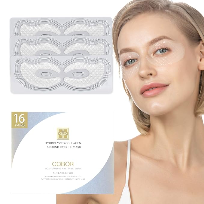 Hydro Collagen Eye Mask Crystal Eye Patches Anti-Aging Under eye Pads Natural Eye Treatment for Wrinkles Dark Circles Bags Moisturize Puff Eye Spa-16 Pairs-GlimoraGlow