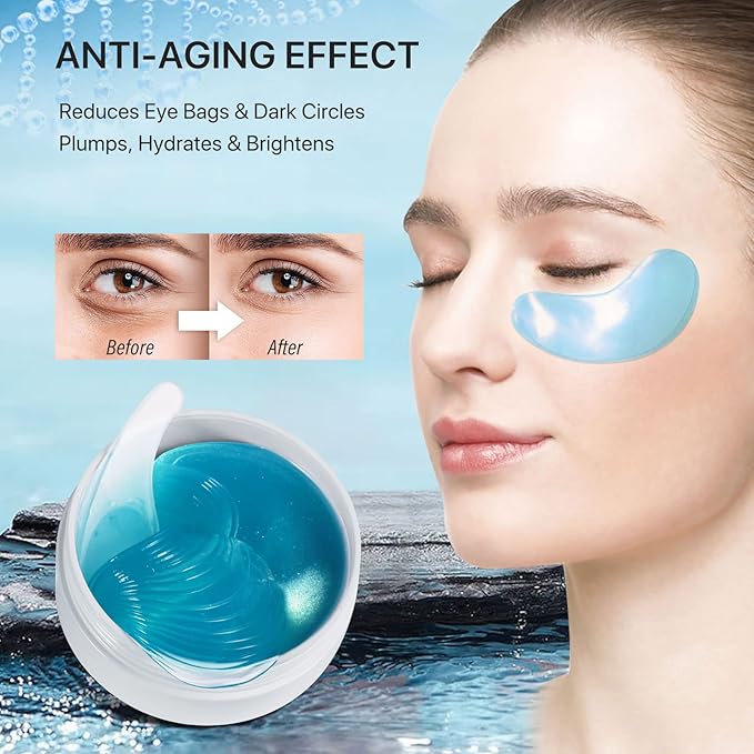 Hydrogel Eye Patches,Hydrogel Under Eye Masks for Dark Circles,Anti Wrinkle Treatment,Under Eye Gel Pads,Eye Mask for Puffy Eyes, Skincare,Hydrating | 60 Pieces/30 Pairs-GlimoraGlow