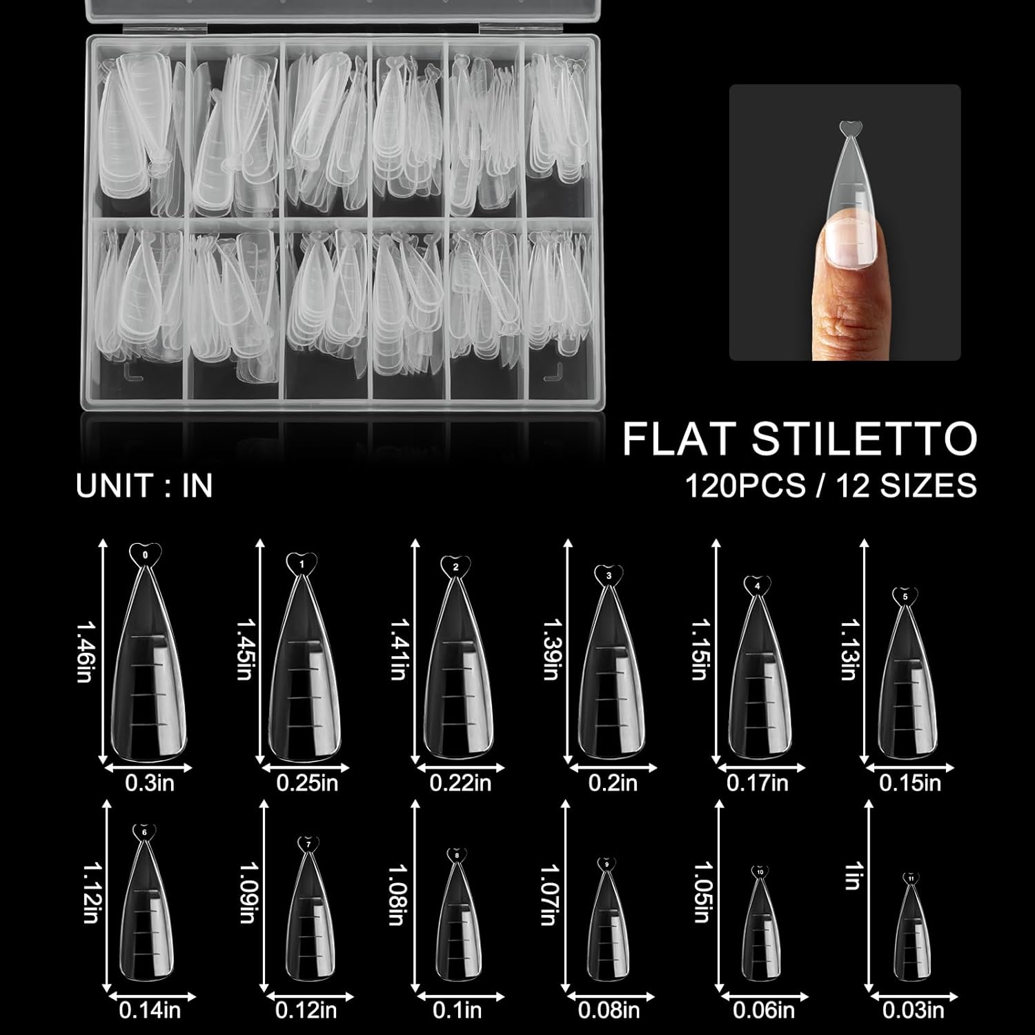 120Pcs Dual Nail Forms,Flat Stiletto Extension Poly Nail Gel Nail Forms Full Cover Reusable Nail Molds 12 Sizes for Solid Nail Gel Glue Nail Art Design Salon&DIY-GlimoraGlow