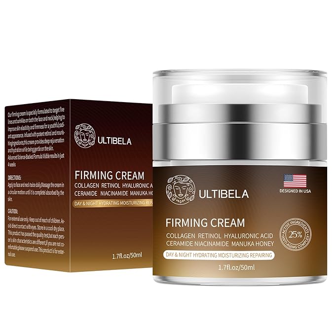 Tighten and Lift Neck Cream, Deep Hydration Neck Firming Cream with Retinol, Collagen & Honey Anti-Aging & Wrinkle Moisturizer for Face, Neck & Décolleté Women & Men 1.7 Fl Oz-GlimoraGlow
