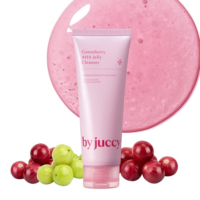 By Juccy Gooseberry AHA Jelly Cleanser | Gentle & Hydrating | Low PH | Glycolic Acid, Indian Gooseberry, Sea Buckthorn | Exfoliates Dead Skin CellsㅣKorean Face Wash | Korean Skin Care | 4.05 Fl.oz-GlimoraGlow