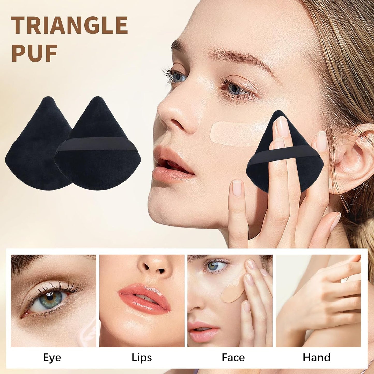 Triangle Makeup Powder Puff, 60pcs Setting Powder Puffs, This Cosmetic Wedges For Face, Under Eyes And Neck, Velvet Material-GlimoraGlow