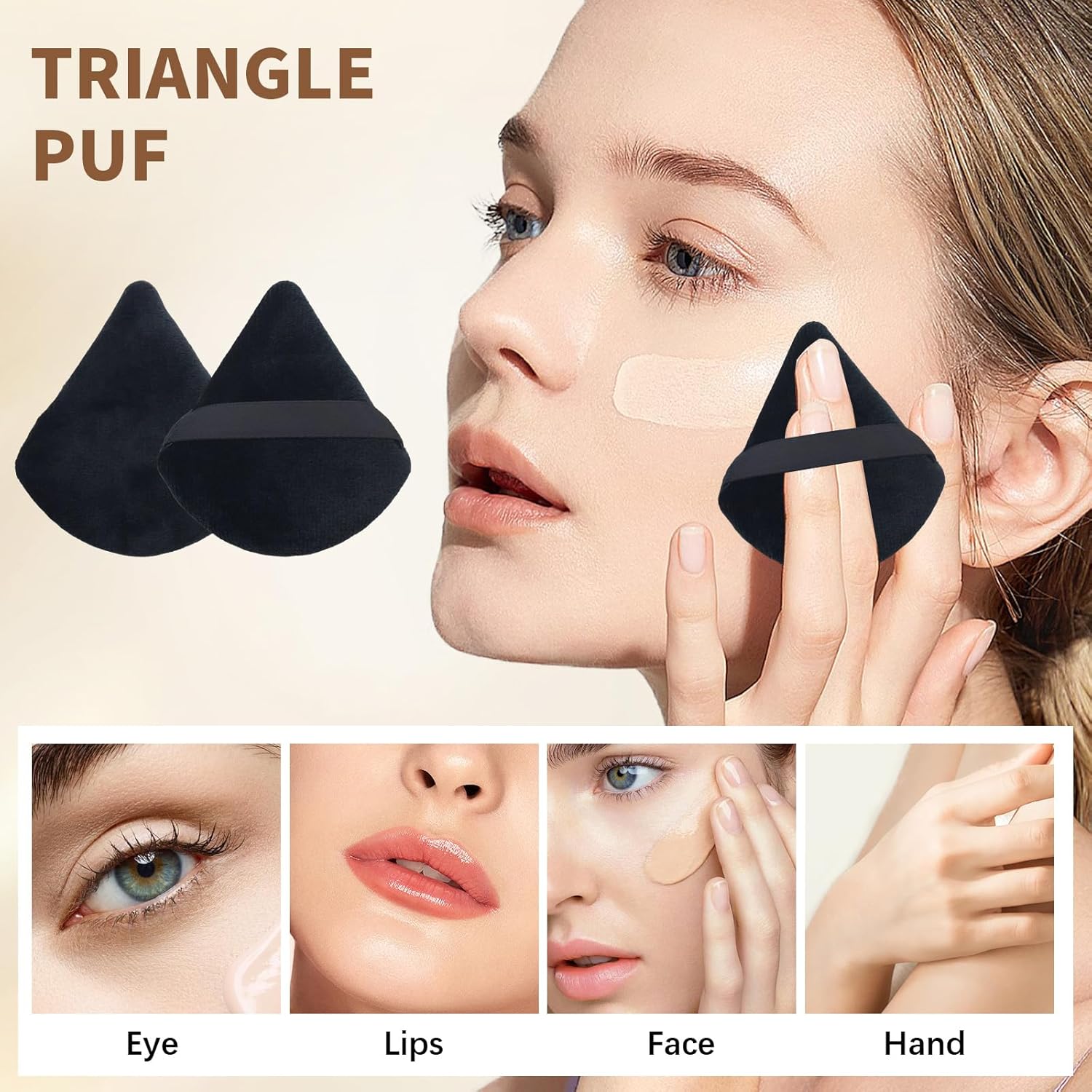 Triangle Makeup Powder Puff, 60pcs Setting Powder Puffs, This Cosmetic Wedges For Face, Under Eyes And Neck, Velvet Material-GlimoraGlow