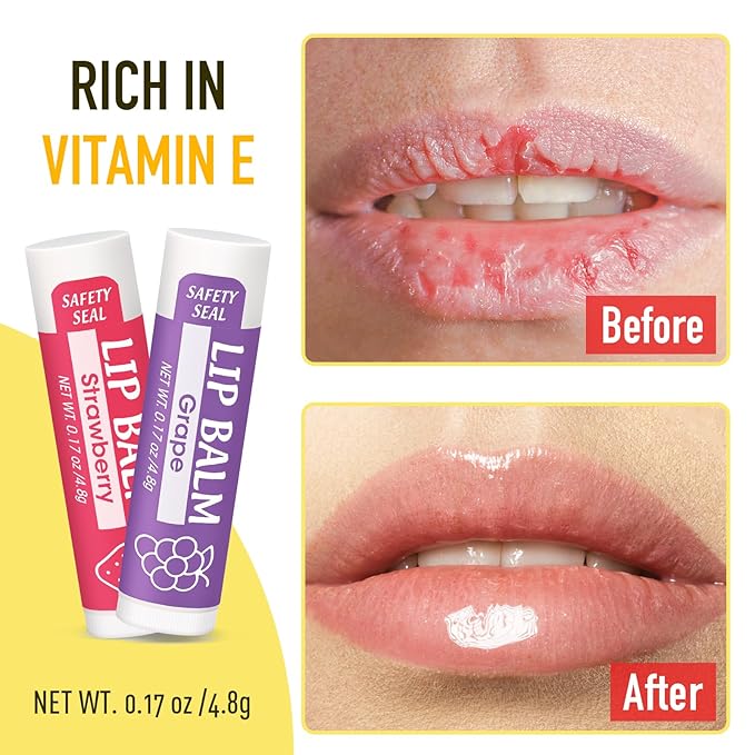 128 Pack Lip Balm, Natural Lip Balm Bulk with Vitamin E and Coconut Oil, Moisturizing Lip Balm for Dry Cracked Lips, Lip Balm for Stocking Stuffers - 8 Flavors-GlimoraGlow