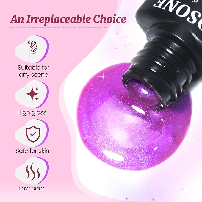 JODSONE 20 Glitter Color Gel Nail Polish Kit 3 Bottles of No Wipe Base Coat Glossy and Matte Top Coat Gel Polish Set High Shine Gorgeous-GlimoraGlow