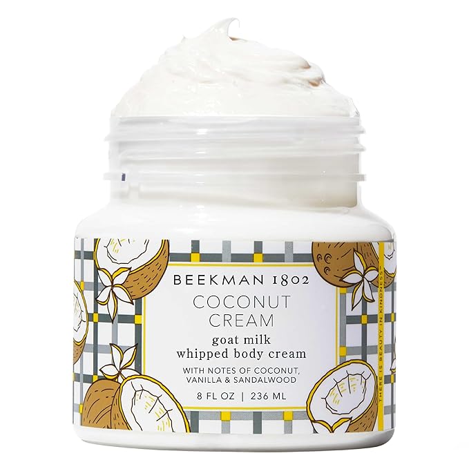 Beekman 1802 Coconut Cream Whipped Body Cream - Scented - 8 oz - Moisturizes, Soothes & Softens - With Coconut Oil & Mango Seed Butter - Microbiome Friendly - No Irritation - Good for Sensitive Skin-GlimoraGlow