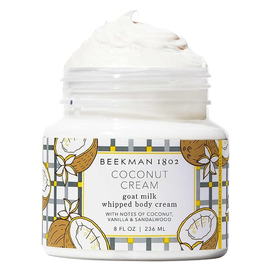 Beekman 1802 Coconut Cream Whipped Body Cream - Scented - 8 oz - Moisturizes, Soothes & Softens - With Coconut Oil & Mango Seed Butter - Microbiome Friendly - No Irritation - Good for Sensitive Skin-GlimoraGlow