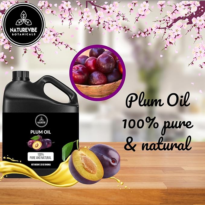 Naturevibe Botanicals Plum Oil 32 Ounces | 100% Pure and Natural | Great for Skin Care and Hair Care-GlimoraGlow