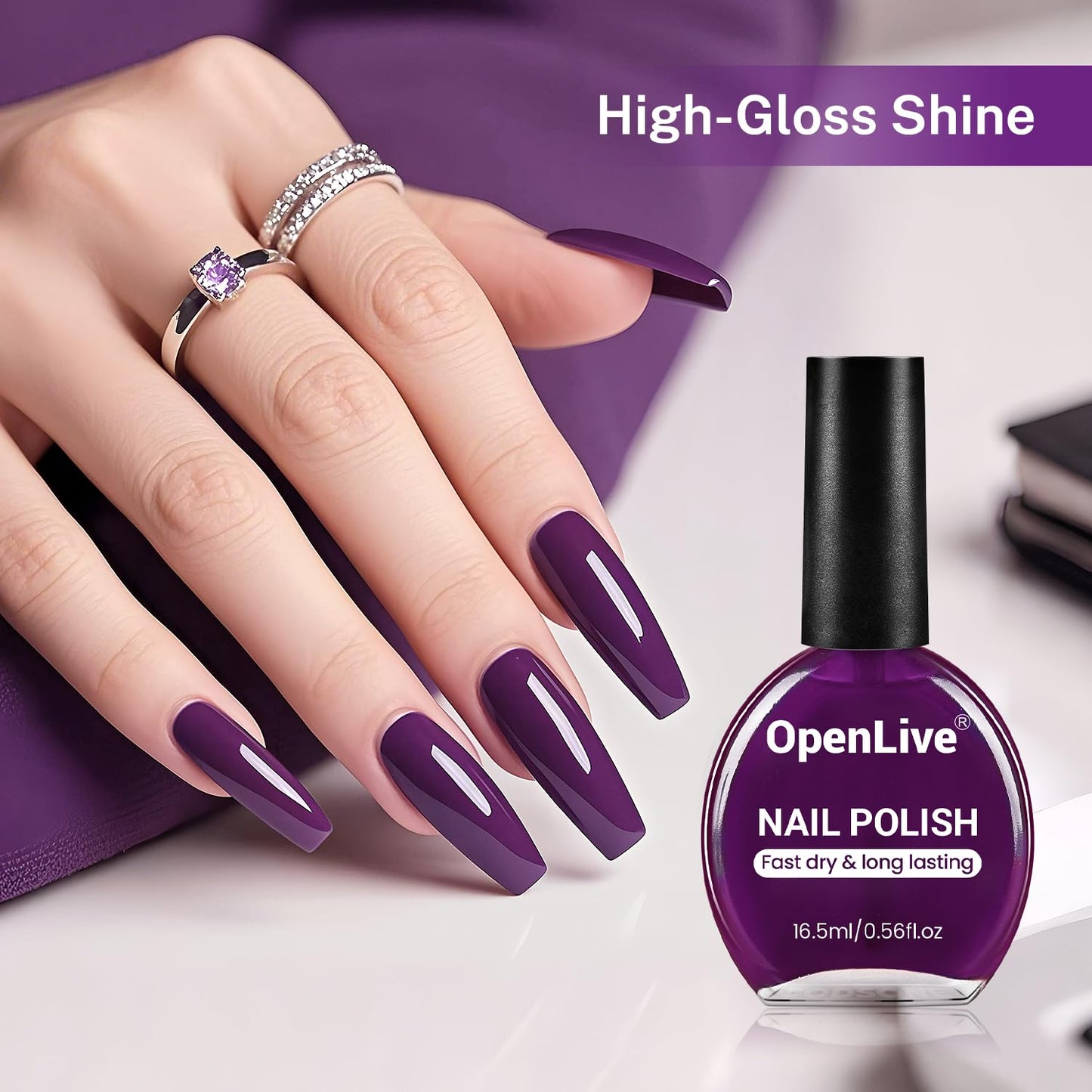 16.5ml Purple Nail Polish Large Volume Quick Drying Nail Polish, Fast Drying and Long Lasting Color Nail Art DIY Home Manicure Gift for Women-GlimoraGlow