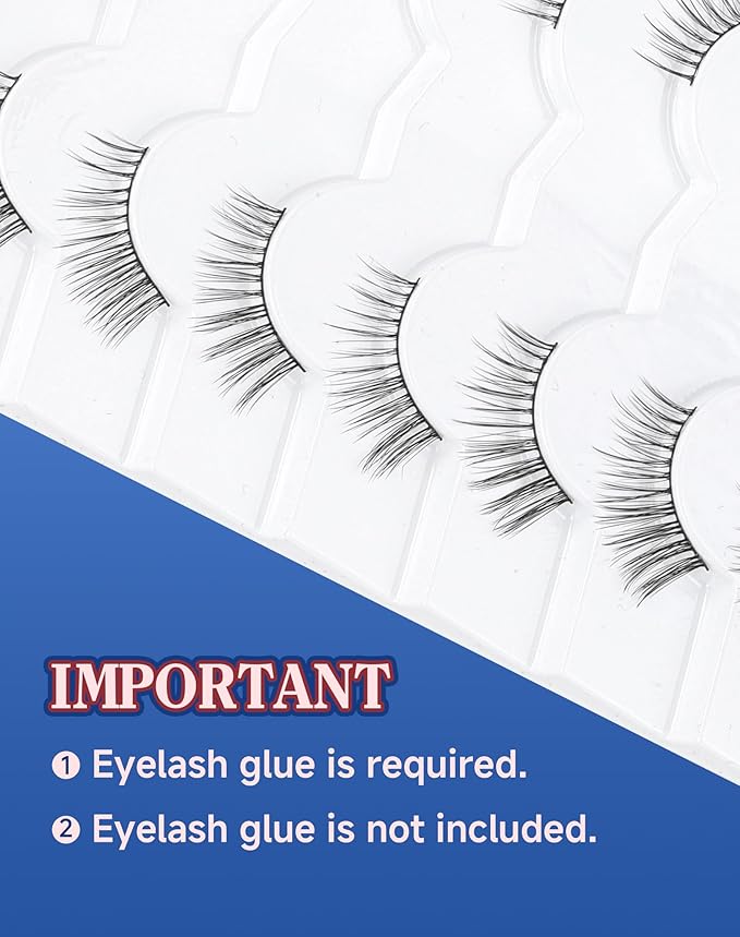 3/4 Lashes Half Natural Wispy Eyelashes Flared Corner Eyelashes False CatEye Lash Half Small Eyelash 7 Pairs D47-GlimoraGlow