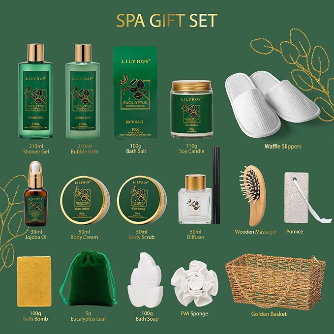 18-Piece Luxury Spa Gift Basket Set for Fathers Day Bath & Body Care Kit for Women & Men Perfect Gift for Christmas Mother's Day Birthday with Shower Gel & More Great for Holidays & Special Occasions-GlimoraGlow