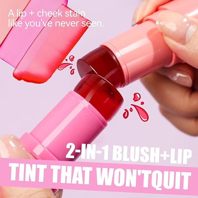 Jelly Blush Stick, Water Jelly Tint Makeup, Sheer Lip & Cheek Tint Stain - Buildable Lightweight Finish, Moisturizing Waterproof Long Lasting Water Tint Lip Stain Makeup-GlimoraGlow