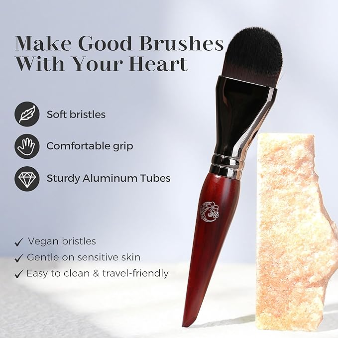 ENERGY Foundation Brush for Liquid Makeup DIY Facial Mask Premium Soft Bristles Contour Face Brush for Blending Liquid, Cream, Eye Mask, Under Eye Concealer Vegan Flat Cosmetic Makeup Tool-GlimoraGlow