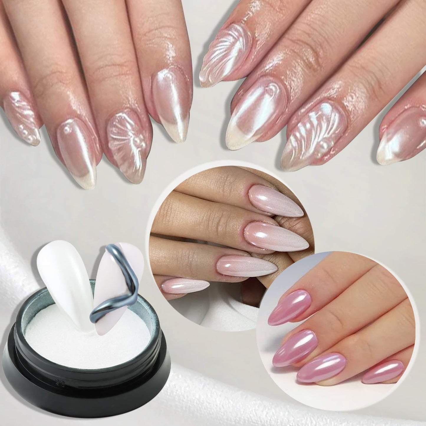 24 Colors Chrome Nail Powder Set Metallic Mirror Effect Gold Silver Pink Chrome Nail Powder White Pearl Iridescent Multi Chrome Powder for Nails Chameleon Rubbing Pigment Manicure Supplies-GlimoraGlow