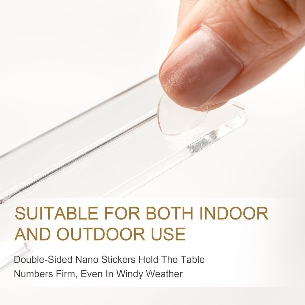 Wedding Table Numbers 1-20 Clear Acrylic Seating Number Signs for Weddings Reception Anniversary Party Decor Seat Number for Tables with Elegant Gold Lettering