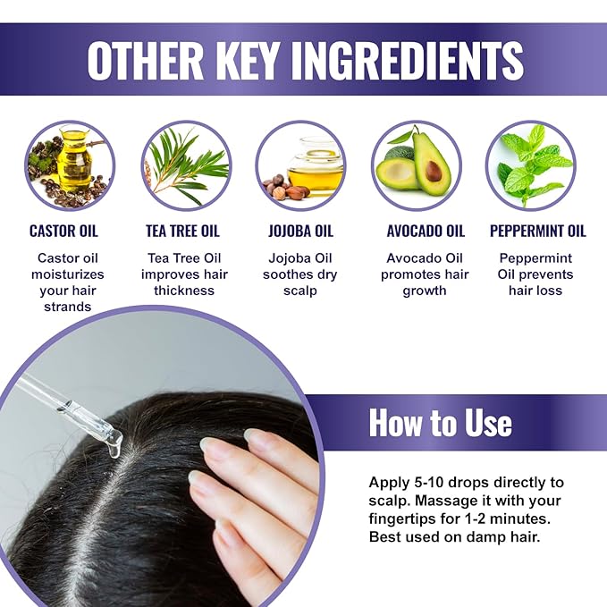 100 Natural Botanical Hair Growth Serum for Nourishing Hair Scalp and Protecting Hair loss, Moringa Camellia Rosemary Castor Tea Tree Peppermint Jojoba Blended , Made In USA (2oz)-GlimoraGlow