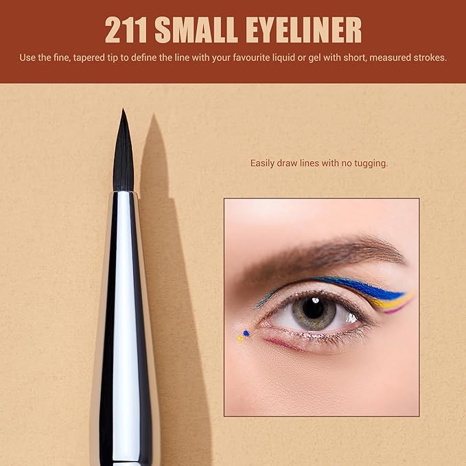 Jessup Eyeliner Brush Set, 3pcs Pro Precision Eyeliner Brushes Fine Point Angled Thin Gel Liquid Flat Winged Eye Liner Brush, Black T346-GlimoraGlow