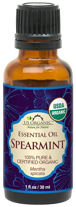 US Organic 100% Pure Spearmint Essential Oil - USDA Certified Organic, Steam Distilled - W/Euro droppers (More Size Variations Available) (30 ml / 1 fl oz)-GlimoraGlow