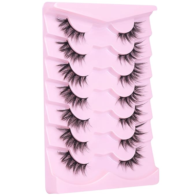 Half Lashes Fox Eye Faux Mink Lashes Wispy Eyelashes Cat Eye 20mm Fake Lashes Spiky Strip Eyelashes Pack 7 Pairs-GlimoraGlow