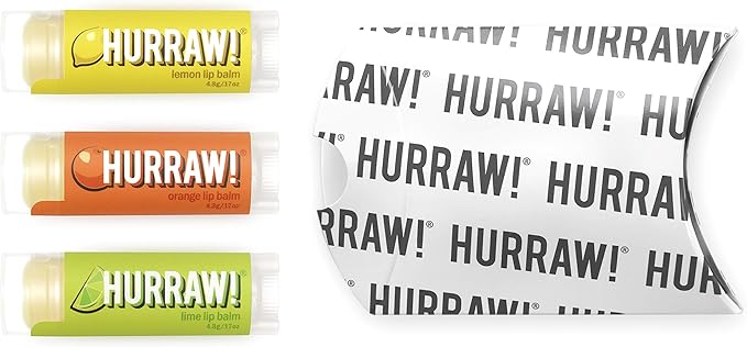 Hurraw! Lemon, Orange, Lime Lip Balms, 3 Pack Bundle: Organic, Certified Vegan, Cruelty and Gluten Free. Non-GMO, 100% Natural Ingredients. Bee, Shea, Soy and Palm Free. Made in USA-GlimoraGlow