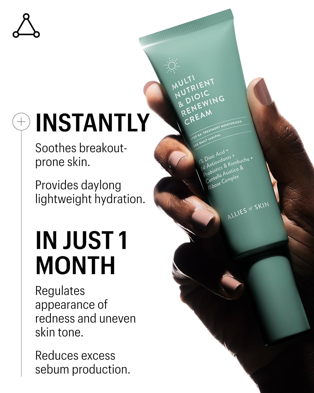 Allies of Skin Multi Nutrient & Dioic Renewing Cream: Moisturizer with Dioic Acid, 14 Antioxidants, Probiotics & Centella Asiatica. Targets Imperfections, Brightens & Protects Skin 1.7 oz / 50 ml-GlimoraGlow