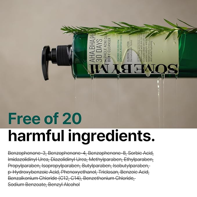 SOME BY MI AHA BHA PHA 30 Days Miracle Acne Clear Body Cleanser - Pack of 2 - Daily Exfoliating Tea Tree Acne Body Wash with Salicylic Acid - Deep Cleanses Sebum and Impurities - Korean Skin Care-GlimoraGlow