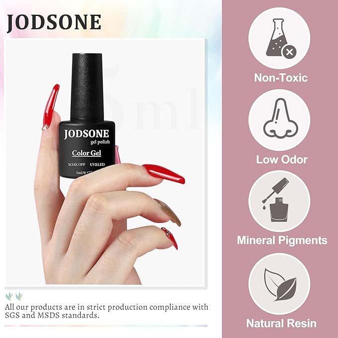 JODSONE 36 PCS Gel Nail Polish Set-32 Colors Gel Polish Kit Base Coat Glossy Matte and Glitter Top Coat Nail Polish Set Green Blue Red Pink Collection Gifts for Women-GlimoraGlow