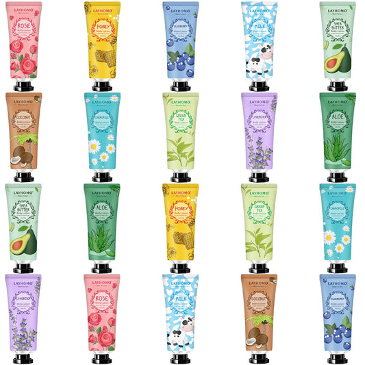 20 Pack Mini Body Lotion Gift Bulk for Dry Skin,Travel Size Small Body Cream With Shea Butter Natural Fragrance Moisturizing Body Lotion for Women Men,Stocking Stuffers Christmas Thank You Gift-GlimoraGlow