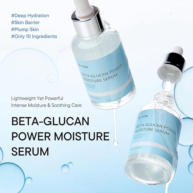 IUNIK Beta-Glucan Power Deep Moisture Vegan Serum Intense Hydration Mushroom Yeast Extracts Naturally-derived - Dry Mature Sagging Sensitive Skin Cell Regenerating Lifting Korean Skincare-GlimoraGlow