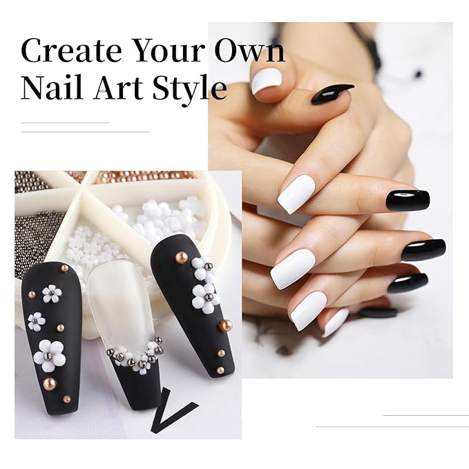 JODSONE 2Pcs Gel Nail Polish Set 10ml Black and White Gel Polish，Soak Off LED U V Nail Gel Manicure All Seasons Gel Polish Nail-GlimoraGlow