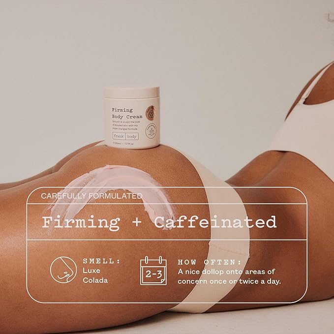 frank body Firming Body Cream | Caffeine & BODY 3 COMPLEX™ to Help Reduce the Look of Dimpled Skin & Stretch Marks | Vegan, Cruelty-Free, Hyper-Hydrating | 200ml-GlimoraGlow
