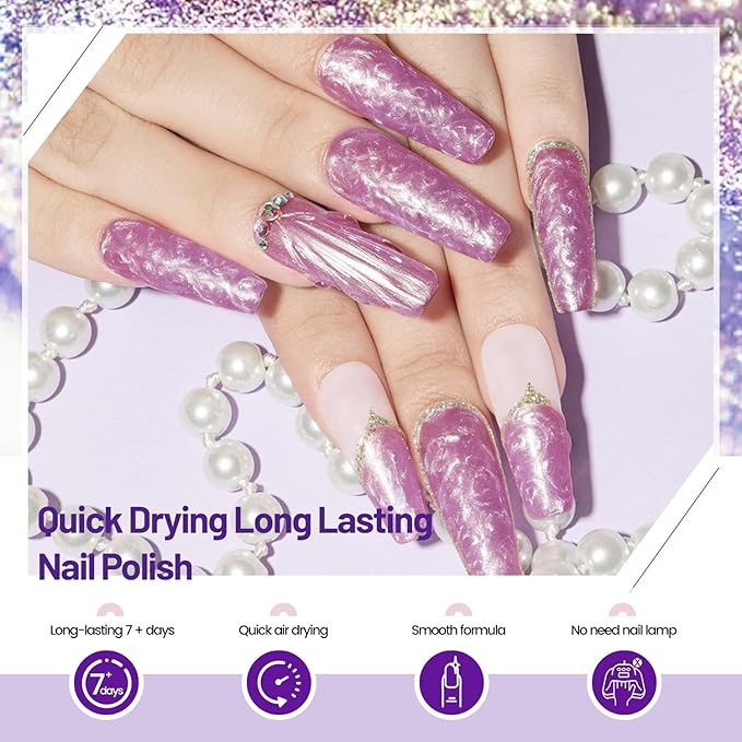 10ml 6 Colors Nail Polish Set Dark Green Pink Glitter Deep Blue Series Nail Polish Gifts for Women-GlimoraGlow