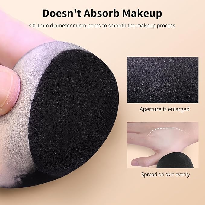 BEAKEY Makeup Sponge Set, 5 Pcs Foundation Blending Sponge, Beauty Sponges Flawless for Liquid, Cream, and Powder, Latex-Free and Vegan Boun Boun Sponges, Makeup Sponges Black-GlimoraGlow