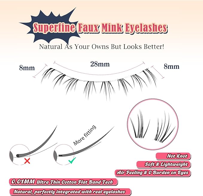 Lashes Natural Bottom Lashes 8mm Lower False Eyelashes Natural Look Strip Lashes Extention Wispy Bottom Eyelashes Fake Lashes Pack 7 Pairs-GlimoraGlow