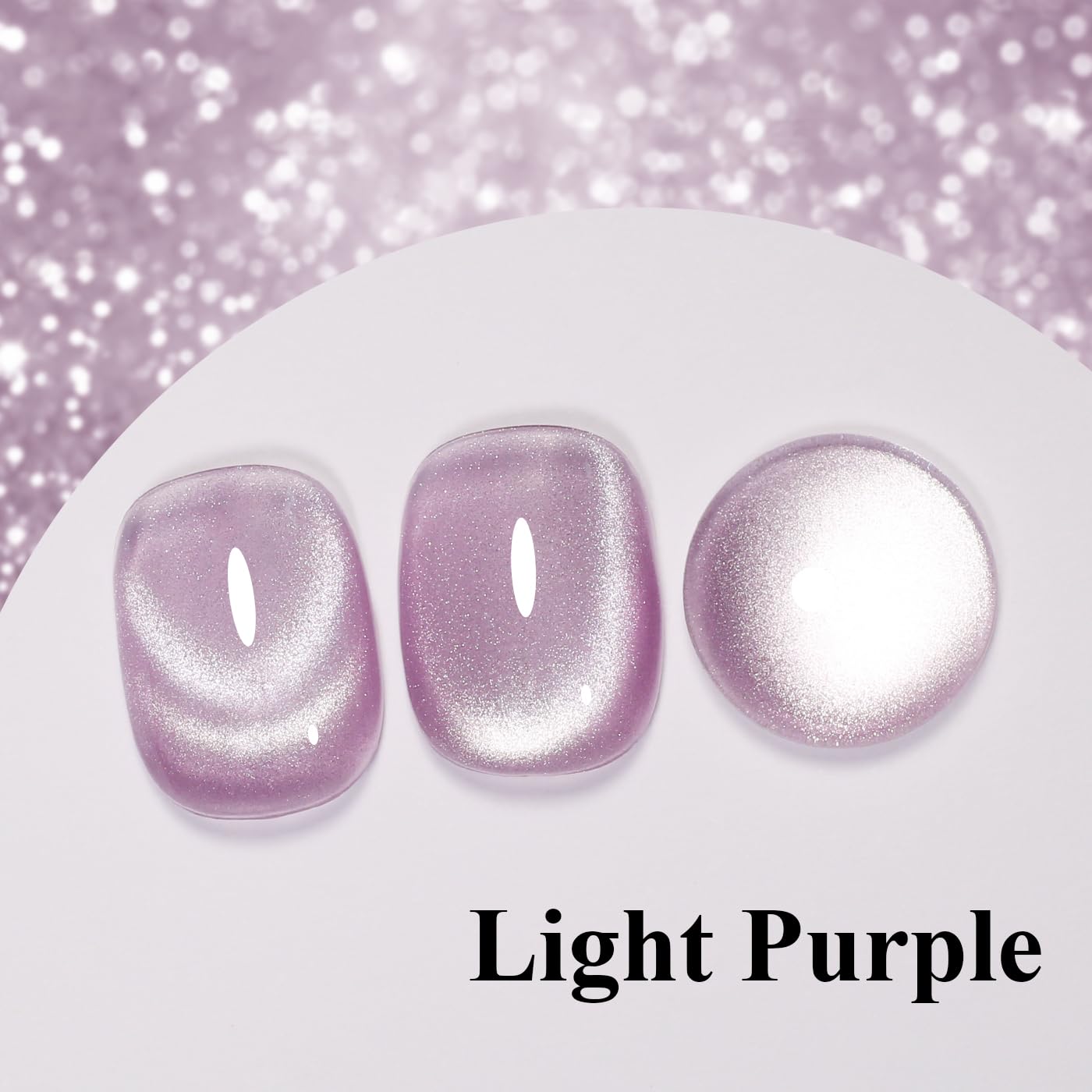 Imtiti Cat Eye Gel Nail Polish, Light Purple Holographic Magnetic Crystal Nail Gel Polish With Magnet Glittery Galaxy Spring Summer Kit Soak Off UV Led 10ML-GlimoraGlow