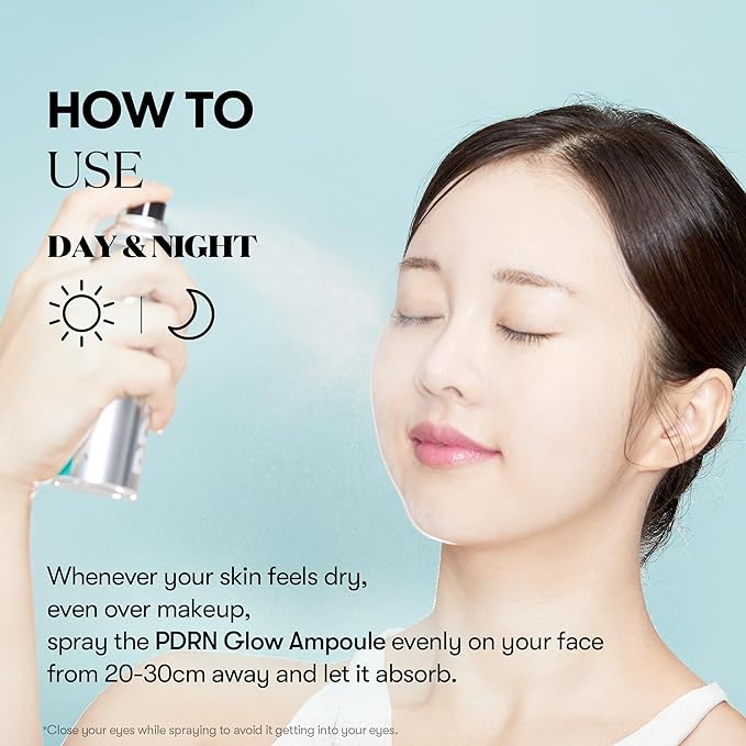 VT COSMETICS PDRN Glow Ampoule, PDRN Facial Mist, Deep Hydration Spray Serum, Vegan Skin Care, Light-weight Face Moisturizer, Plumping Effect, Fragrance-Free, Korean SkinCare (3.38 fl oz / 100 ml)-GlimoraGlow