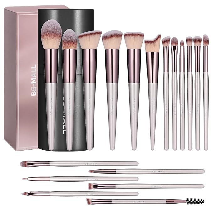 BS-MALL Makeup Brush Set 18 Pcs Premium Synthetic Foundation Powder Concealers Eye shadows Blush Makeup Brushes with black case-GlimoraGlow