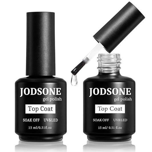 JODSONE 2 Bottles 15ml of Top Coat Gel Polish No Wipe Help Bright Manicure Need Lamp Cured-GlimoraGlow