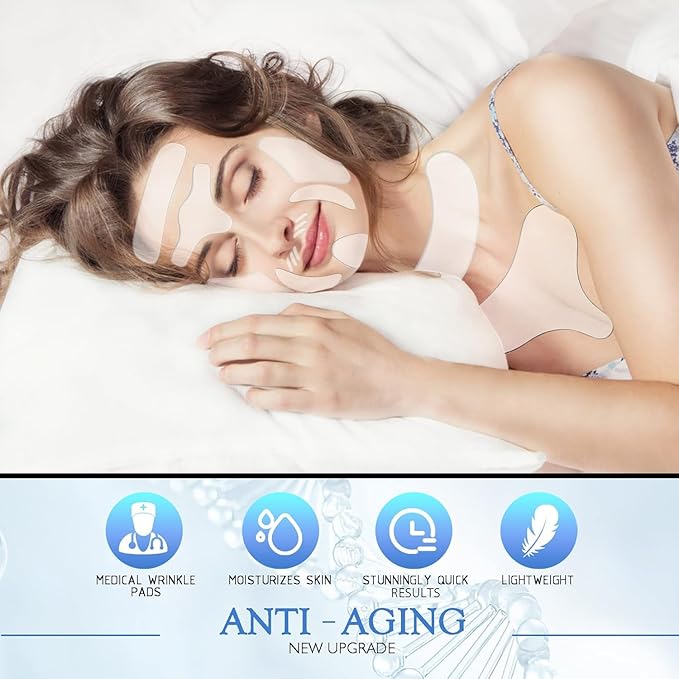 18 Pcs Wrinkle Patches，Reusable Silicone Face, Forehead, Neck & Chest Wrinkle Pads – Anti Aging Overnight Facial Smoothing Pads for Fine Lines, Decollete Care, Skin Rejuvenation-GlimoraGlow