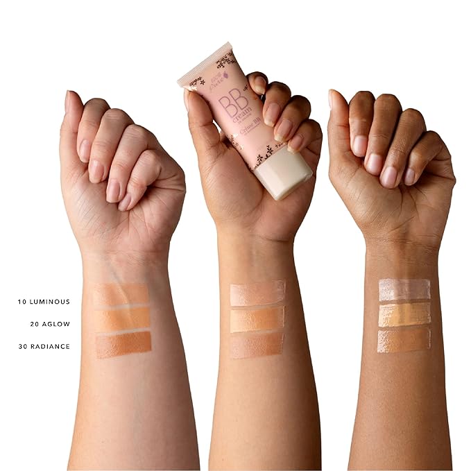 100% PURE BB Cream Shade 30 Radiance Full Face Coverage Skin Care & Glow - All-In-One Primer Concealer & Foundation Makeup - Shimmery, Dewy Youth Tan Color w/Warm Golden Undertone - Vegan - 1 Fl Oz-GlimoraGlow