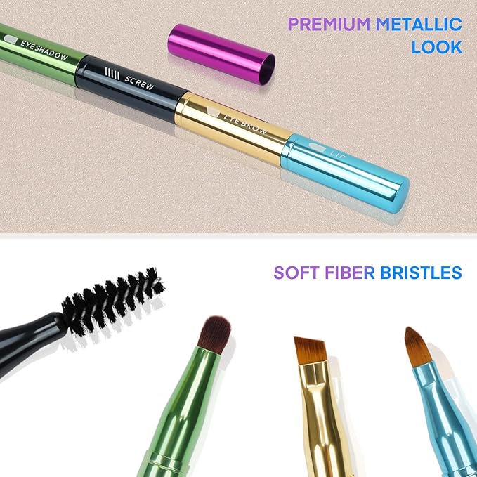 Unaone 4 in 1 Makeup Brush - Lip Brush for Lipstick, Eyebrow, Eyeshadow, Spiral Eyebrow Portable Detachable Multi-functional Lipstick Brush for Makeup-GlimoraGlow