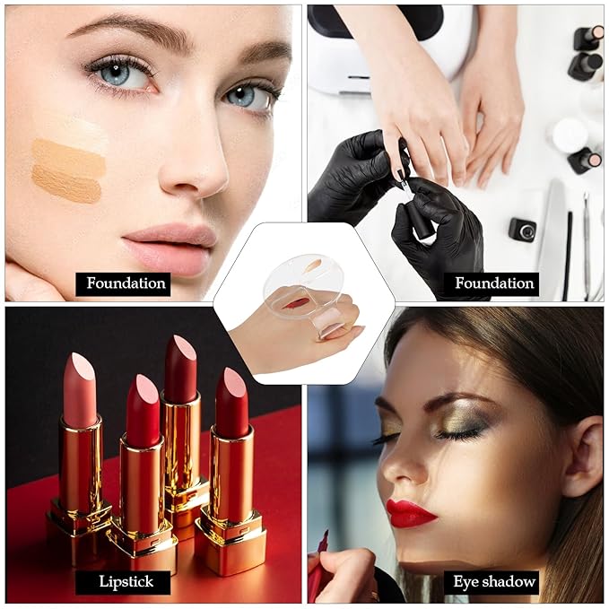 2 Pcs Makeup Hand Palette Foundation Palette Foundation Mixing Palette Hand-Held Nail Art Manicure Palette Clear Makeup Palette for Mixing Foundation Eye Shadow Nail Art-GlimoraGlow