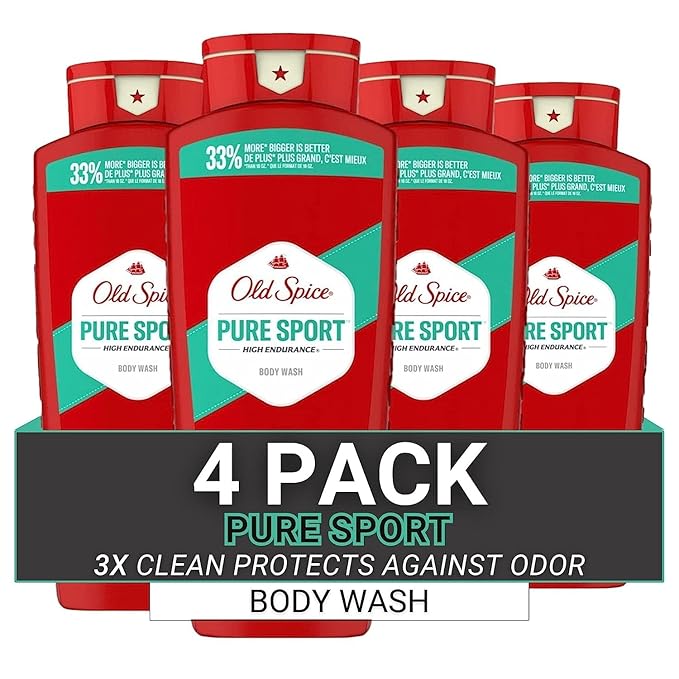Old Spice Body Wash for Men, High Endurance Pure Sport, 24 Fl Oz (Pack Of 4)-GlimoraGlow