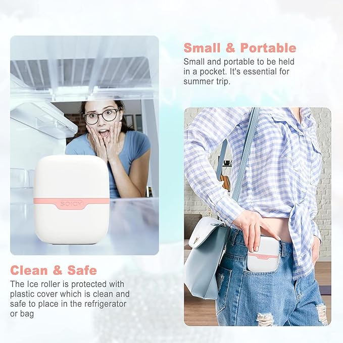 Ice Roller for Face and Eyes - Facial Skin Care Tools with 2 in 1 Face Roller and Travel Case, Self Care Gift for Men Women (Pink)-GlimoraGlow