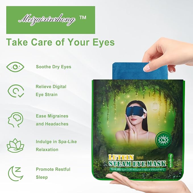 10PCS Steam Eye Mask, Relieve Eye Fatigue, Can be Used for Eye Relaxation, Jet Lag or Insomnia, Disposable Heated Steam Eye Mask, Rich in Nutrients Heated to Promote Absorption (Fragrance-Free)-GlimoraGlow