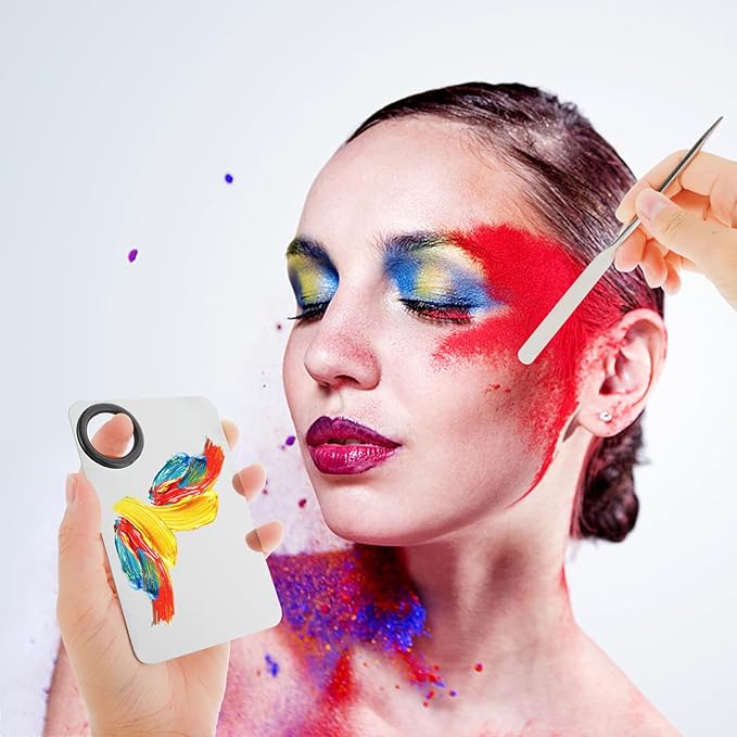 2 in-1 Set Make up Mixing Palette, Foundation Mixing Palette Stainless Steel Makeup Palette with Makeup Spatula for Professional Cosmetic Artist Make up Palette for Mixing Foundation Nail-Art-GlimoraGlow