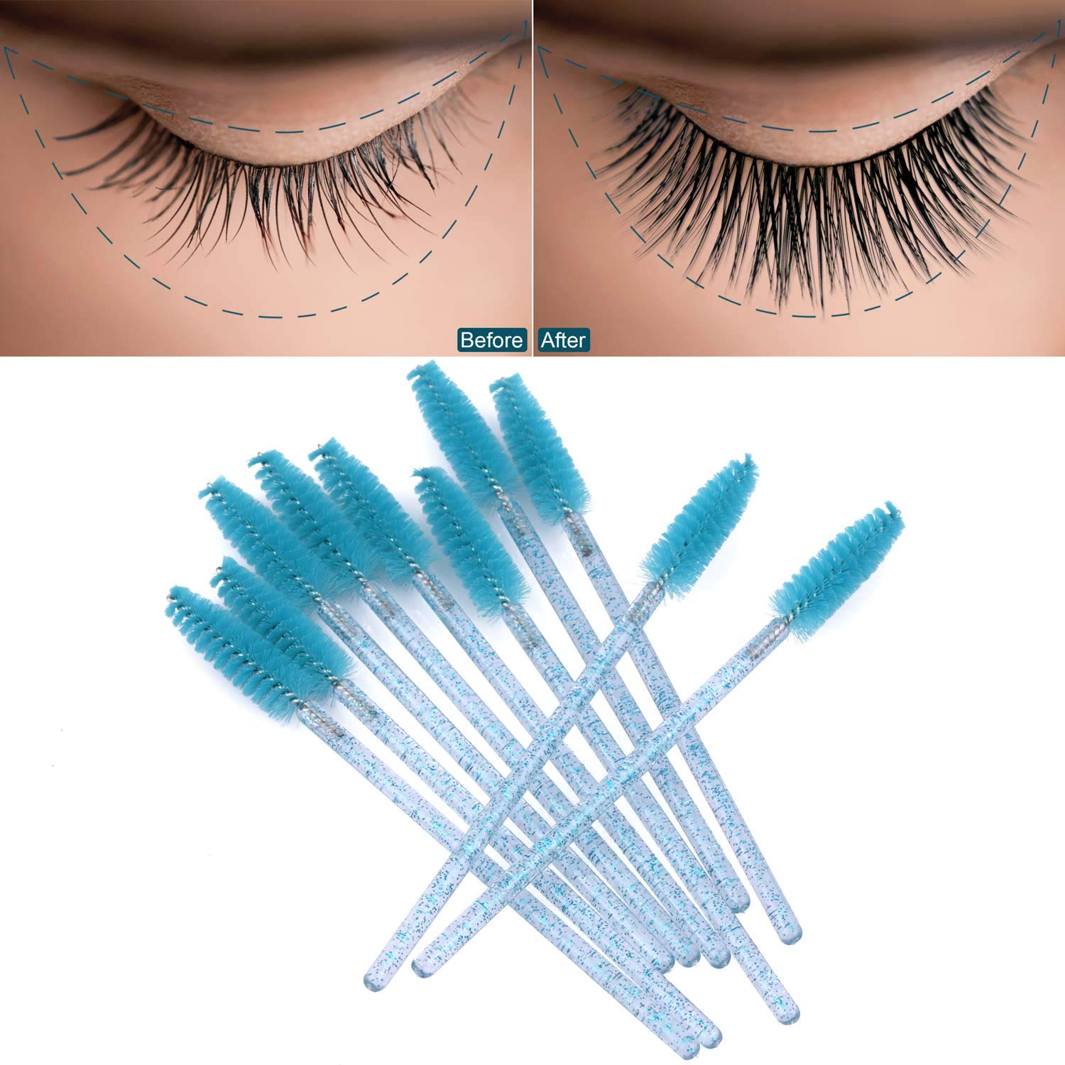 Tbestmax 1000 Disposable Mascara Wands Eyelash Brush Spoolies for Eyebrow Eye Lash Extension Blue-GlimoraGlow
