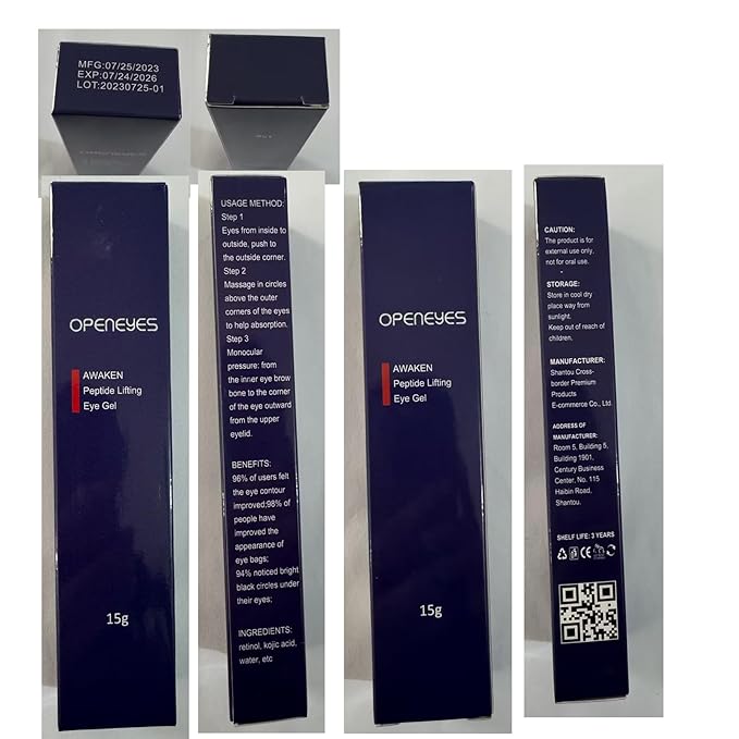 Open eyes awaken peptide lifting eye gel,peptide eye lifting gel,Reduces Dark Circles, Dark circles Hydrating firming Eye cream (5PCS)-GlimoraGlow